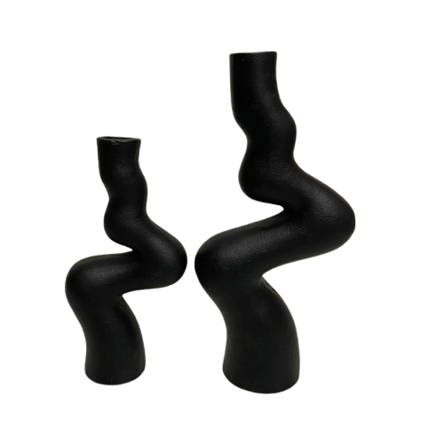 ALUMINIUM TAPER CANDLE HOLDER SET OF 2